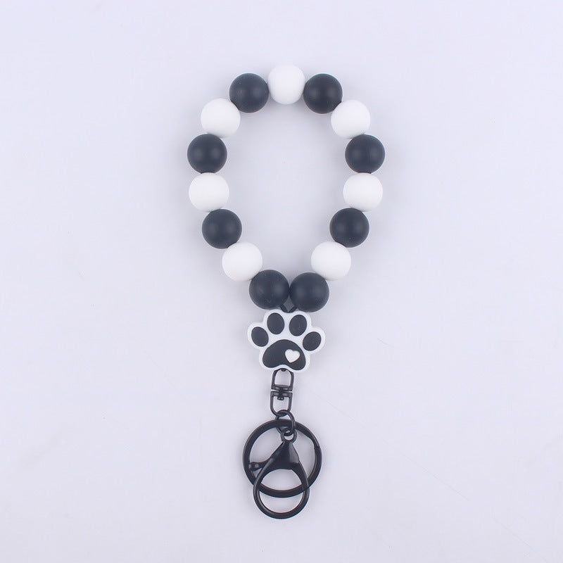 Wholesale Cartoon Silicone Dog Claw Handmade Beaded Wrist Keychain